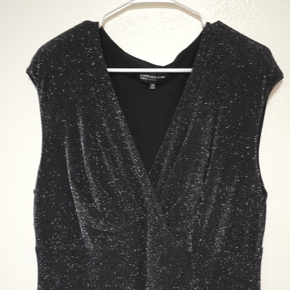 Jones New York Black Sheath Midi Dress V-Neck Sleeveless - Picture 5 of 10